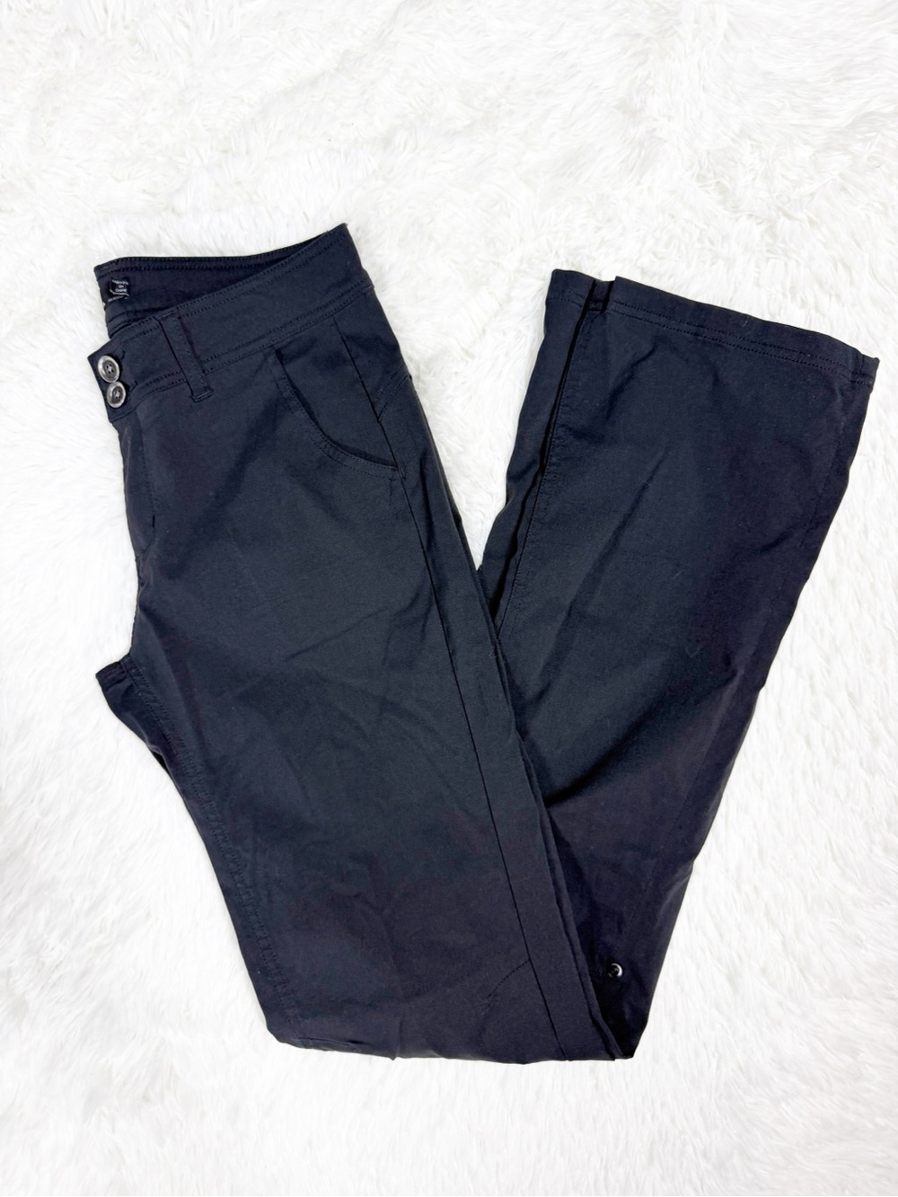 prAna Halle Hiking Pants Size 6 Tall Black Convertible Roll-Up Outdoor Pants